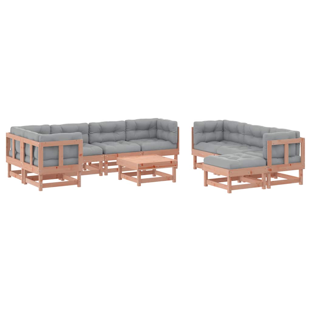 vidaXL 10-tlg. Garten-Lounge-Set mit Kissen Massivholz Douglasie