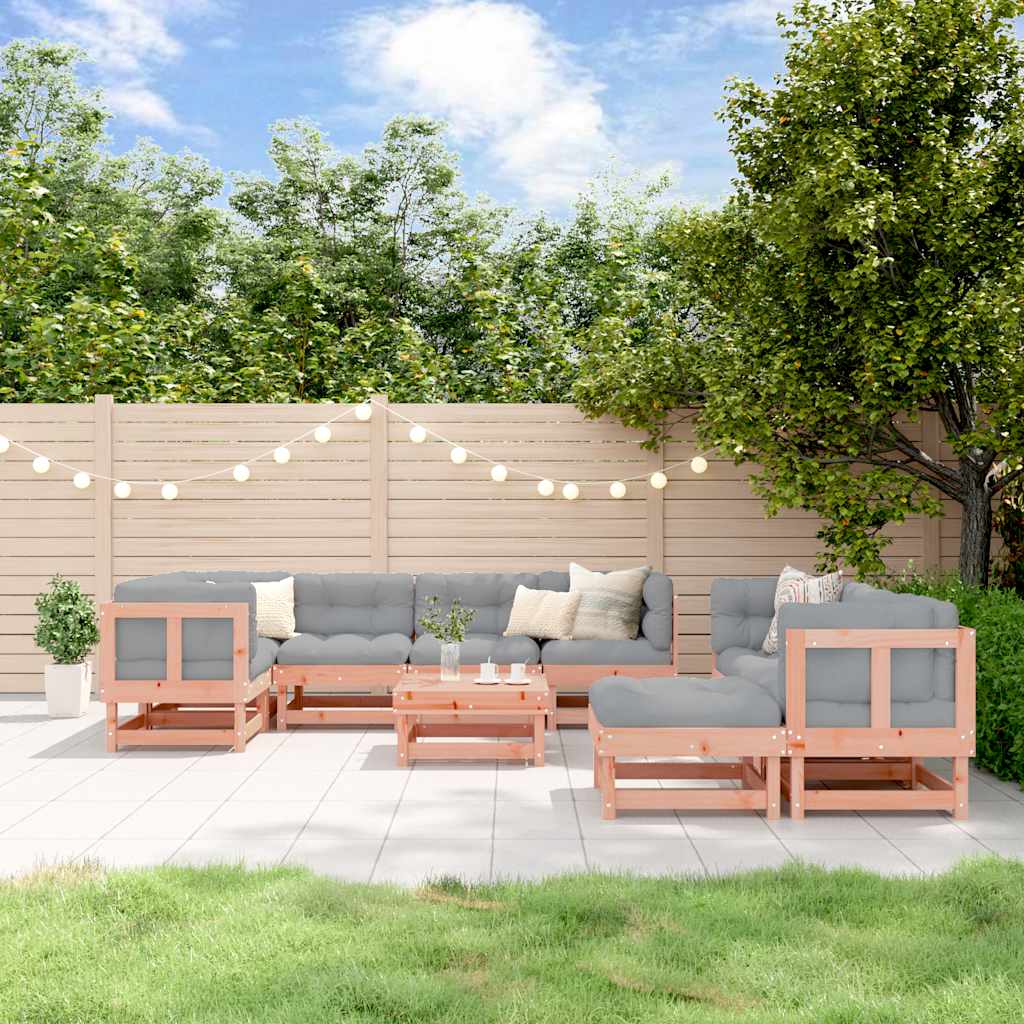 vidaXL 10-tlg. Garten-Lounge-Set mit Kissen Massivholz Douglasie