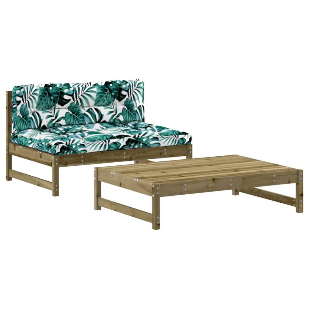 vidaXL 2-tlg. Garten-Lounge-Set mit Kissen Imprägniertes Kiefernholz