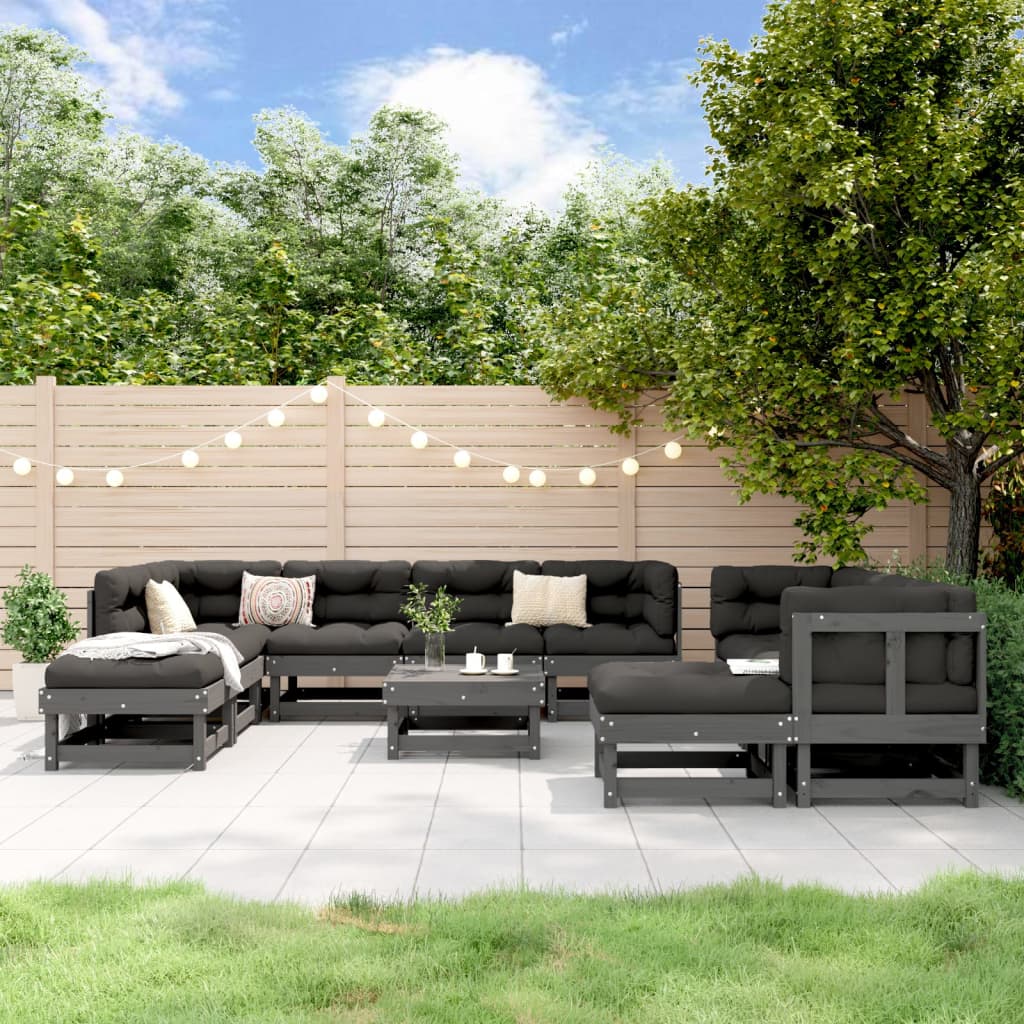 vidaXL 11-tlg. Garten-Lounge-Set Massivholz Kiefer