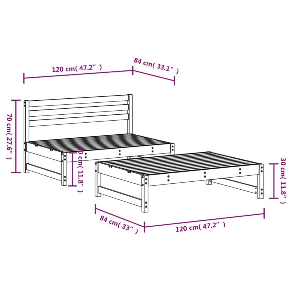 vidaXL 2-tlg. Garten-Lounge-Set Kiefernholz Imprägniert