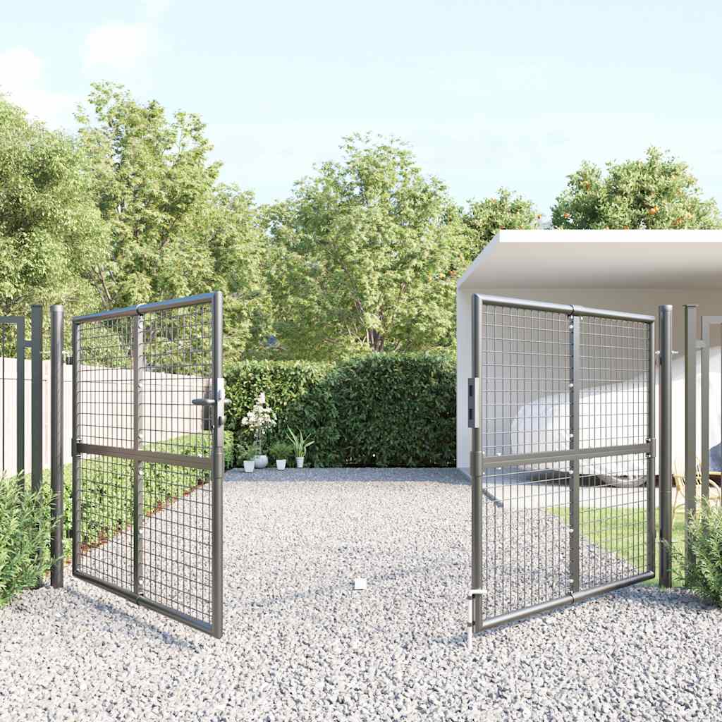 vidaXL Maschen-Gartentor Anthrazit 300x125 cm Verzinkter Stahl