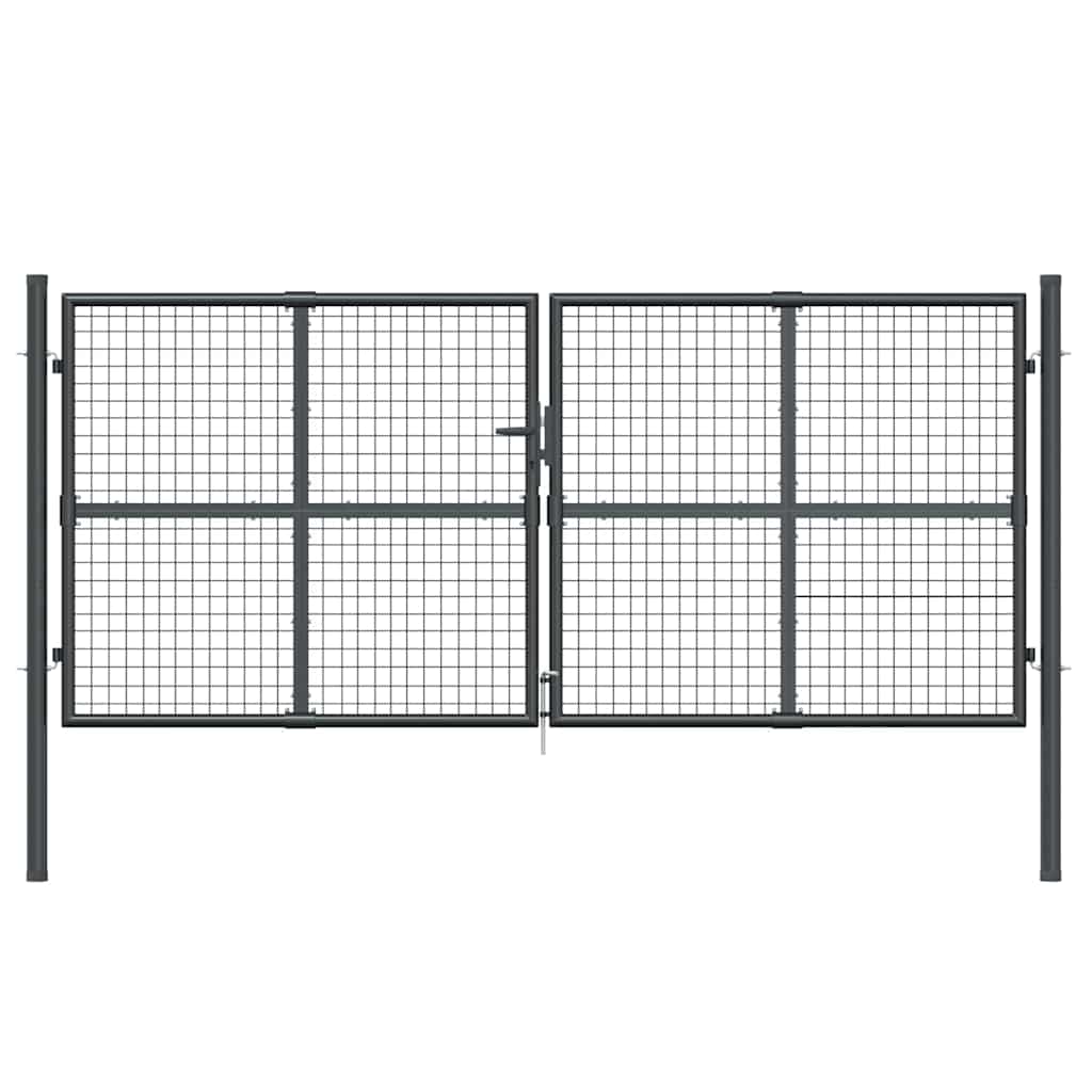 vidaXL Maschen-Gartentor Anthrazit 300x125 cm Verzinkter Stahl