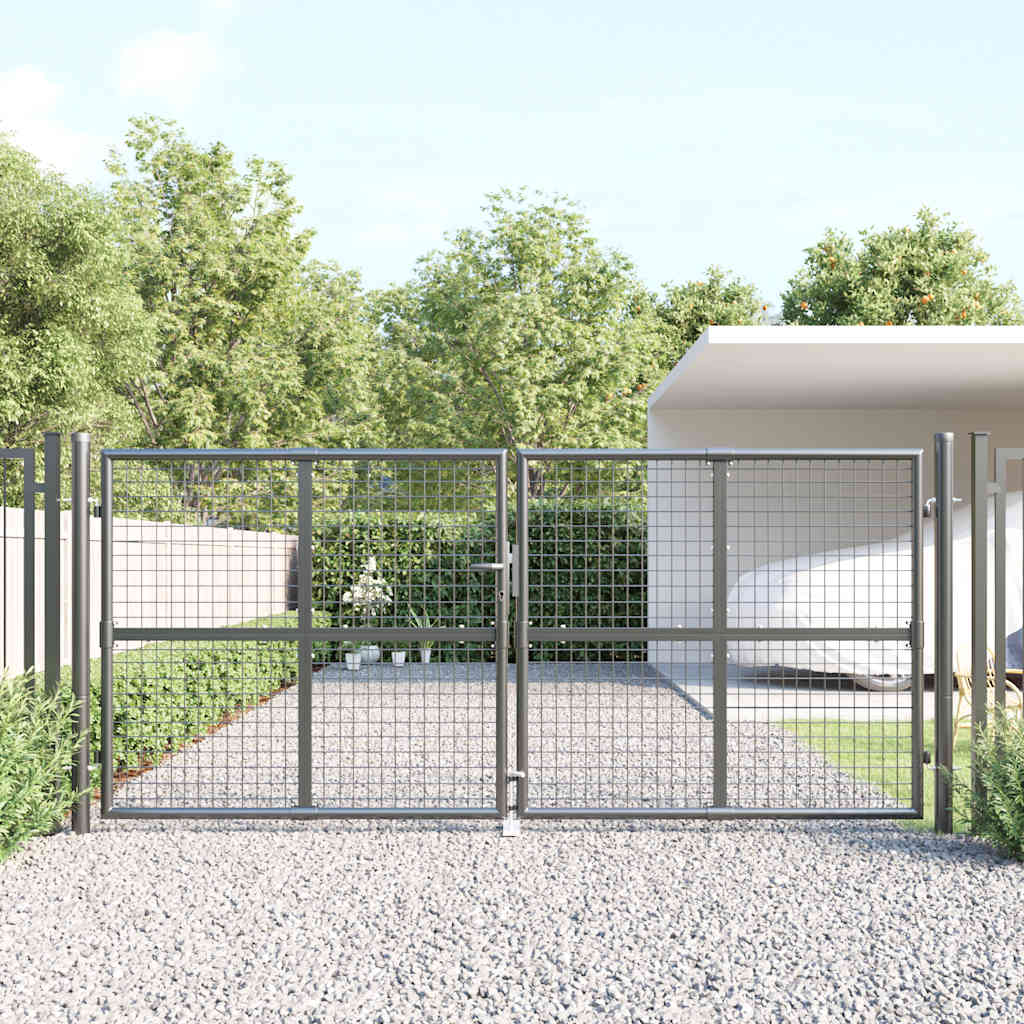 vidaXL Maschen-Gartentor Anthrazit 300x125 cm Verzinkter Stahl