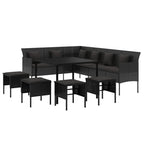 vidaXL 6-tlg. Garten-Essgruppe mit Kissen Schwarz Poly Rattan