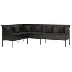 vidaXL 6-tlg. Garten-Essgruppe mit Kissen Schwarz Poly Rattan