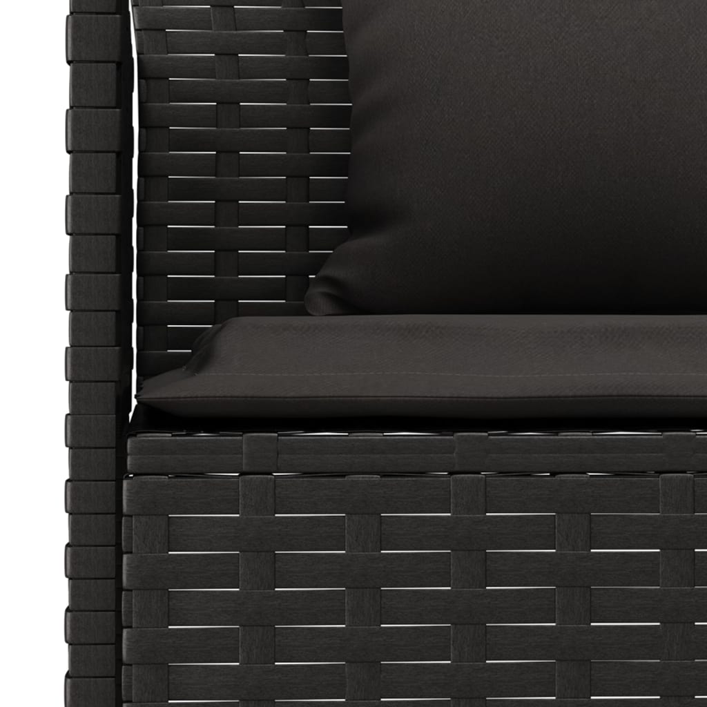 vidaXL 6-tlg. Garten-Essgruppe mit Kissen Schwarz Poly Rattan