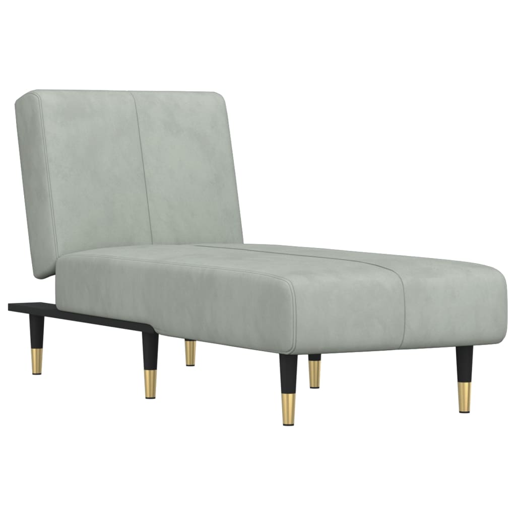 vidaXL Chaiselongue Hellgrau Samt