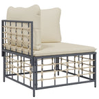 vidaXL 10-tlg. Garten-Lounge-Set mit Kissen Anthrazit Poly Rattan