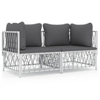 vidaXL 2-tlg. Garten-Lounge-Set mit Kissen Weiß Stahl