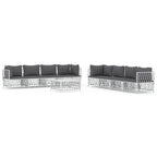 vidaXL 9-tlg. Garten-Lounge-Set mit Kissen Weiß Stahl