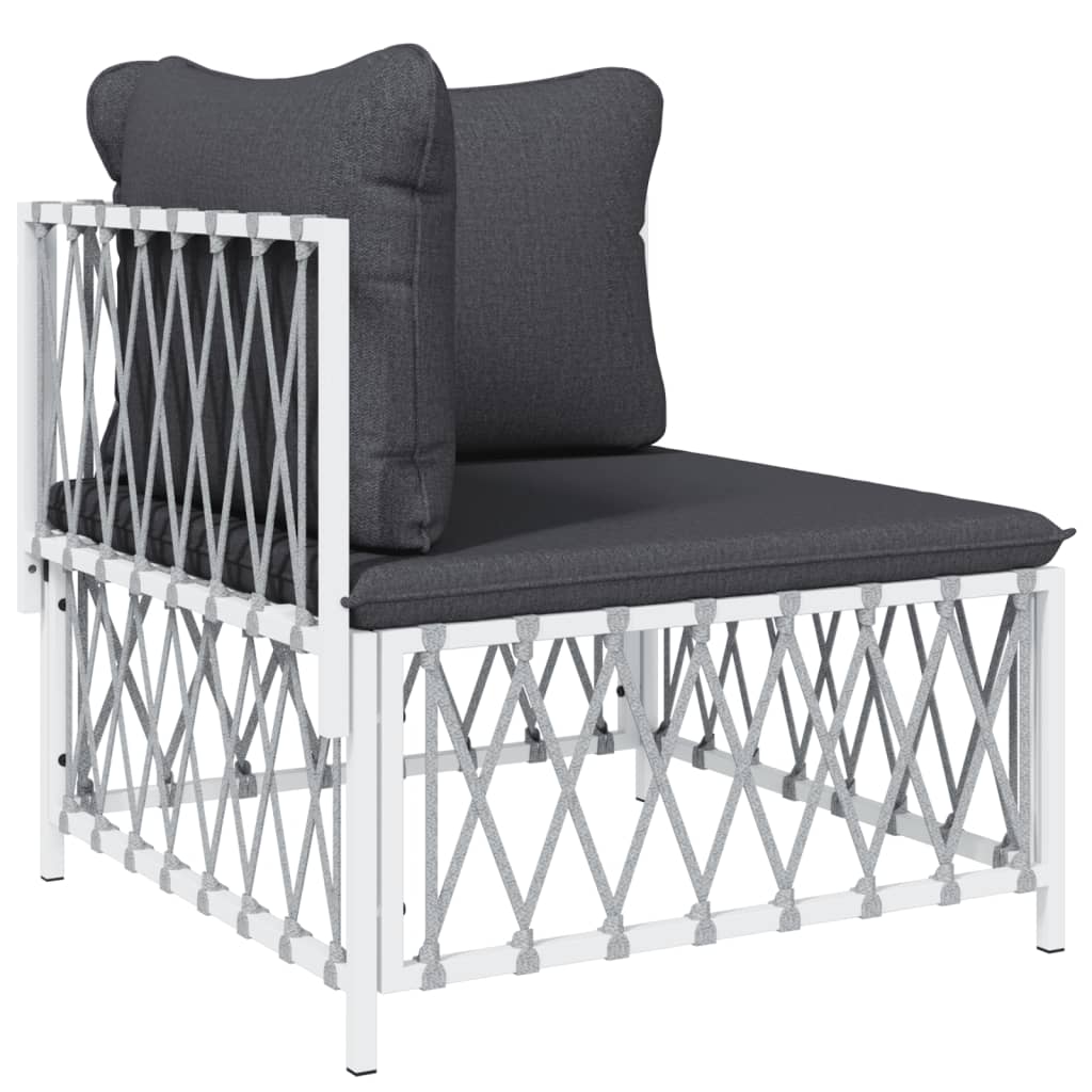vidaXL 9-tlg. Garten-Lounge-Set mit Kissen Weiß Stahl