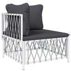 vidaXL 9-tlg. Garten-Lounge-Set mit Kissen Weiß Stahl