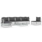 vidaXL 7-tlg. Garten-Lounge-Set mit Kissen Weiß Stahl