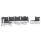 vidaXL 7-tlg. Garten-Lounge-Set mit Kissen Weiß Stahl
