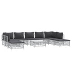 vidaXL 10-tlg. Garten-Lounge-Set mit Kissen Weiß Stahl