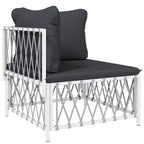 vidaXL 11-tlg. Garten-Lounge-Set mit Kissen Weiß Stahl