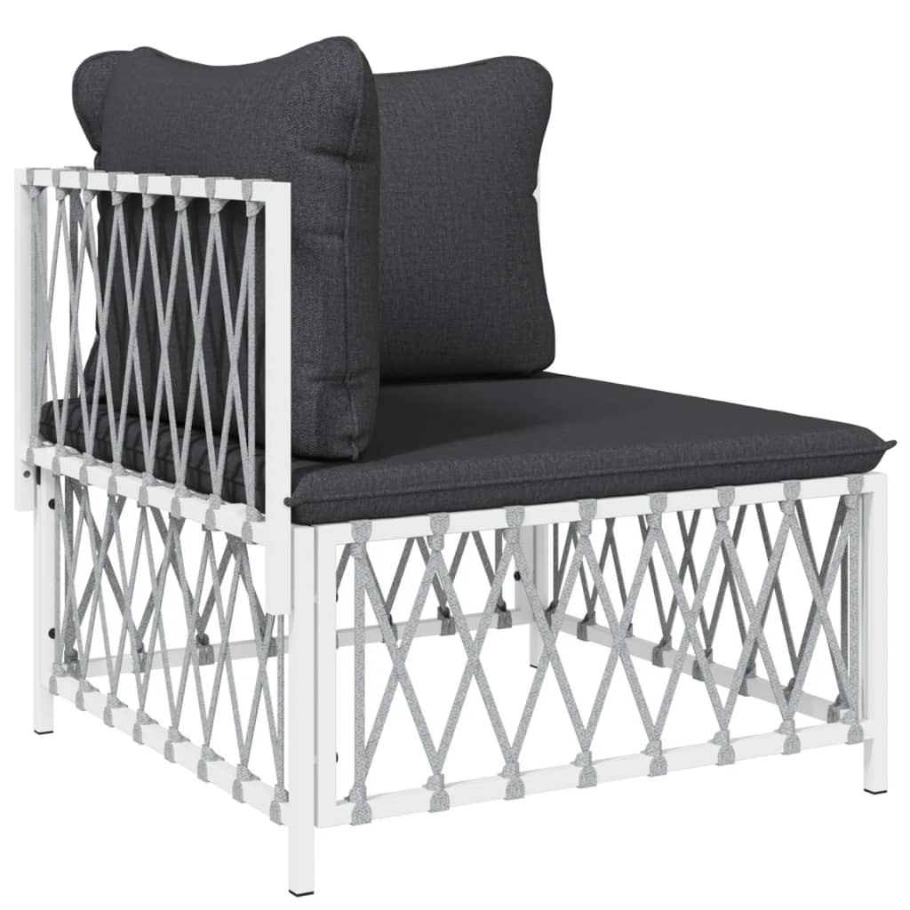vidaXL 11-tlg. Garten-Lounge-Set mit Kissen Weiß Stahl