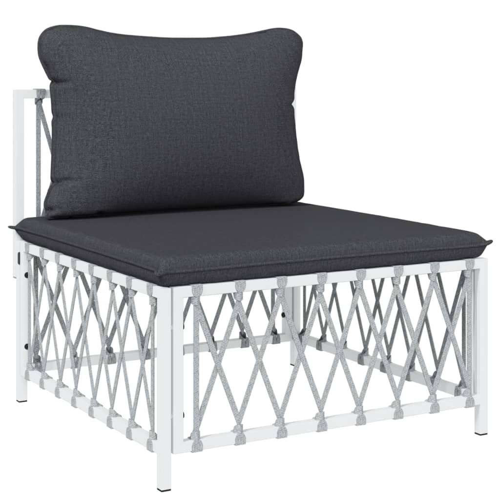 vidaXL 11-tlg. Garten-Lounge-Set mit Kissen Weiß Stahl
