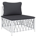 vidaXL 11-tlg. Garten-Lounge-Set mit Kissen Weiß Stahl