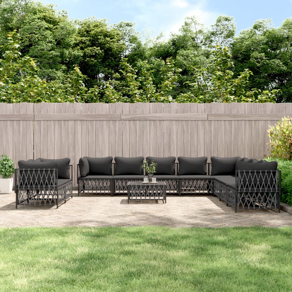 vidaXL 11-tlg. Garten-Lounge-Set mit Kissen Weiß Stahl