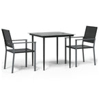 vidaXL 3-tlg. Garten-Essgruppe Poly Rattan und Stahl