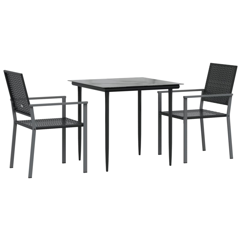 vidaXL 3-tlg. Garten-Essgruppe Poly Rattan und Stahl