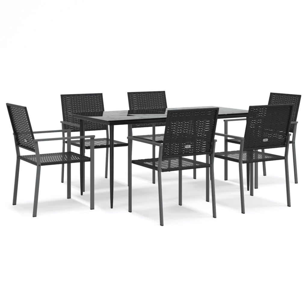 vidaXL 7-tlg. Garten-Essgruppe Poly Rattan und Stahl