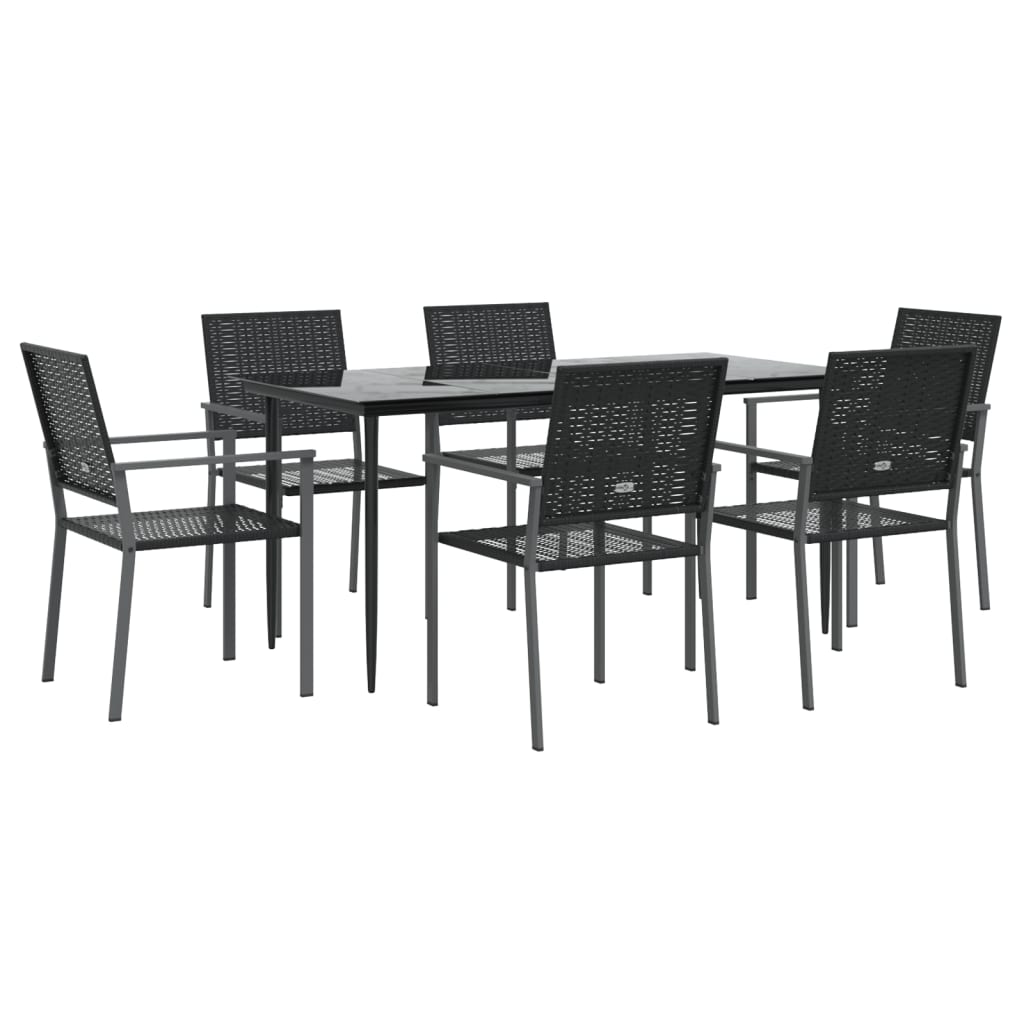 vidaXL 7-tlg. Garten-Essgruppe Poly Rattan und Stahl