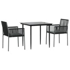 vidaXL 3-tlg. Garten-Essgruppe mit Kissen Schwarz Poly Rattan & Stahl