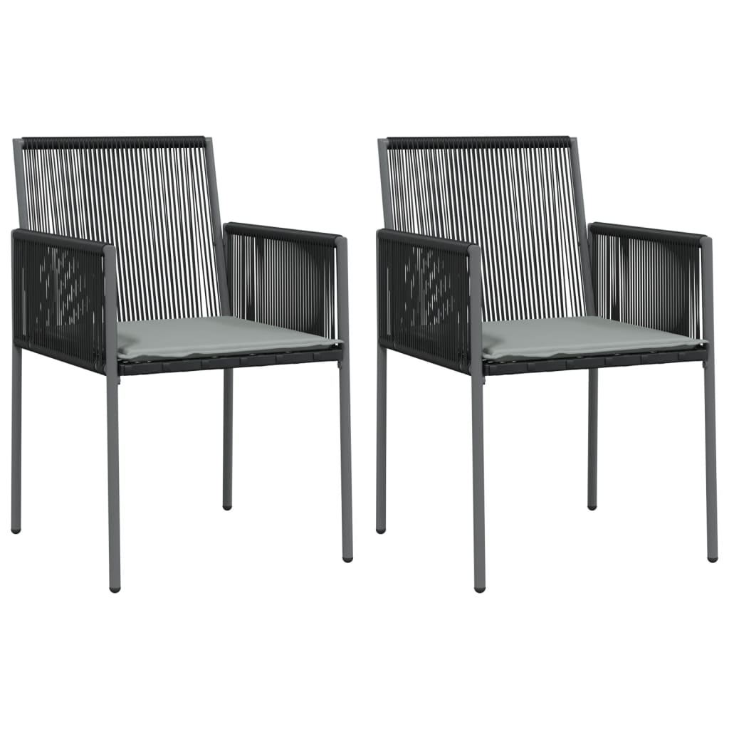 vidaXL 3-tlg. Garten-Essgruppe mit Kissen Schwarz Poly Rattan & Stahl