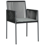 vidaXL 3-tlg. Garten-Essgruppe mit Kissen Schwarz Poly Rattan & Stahl