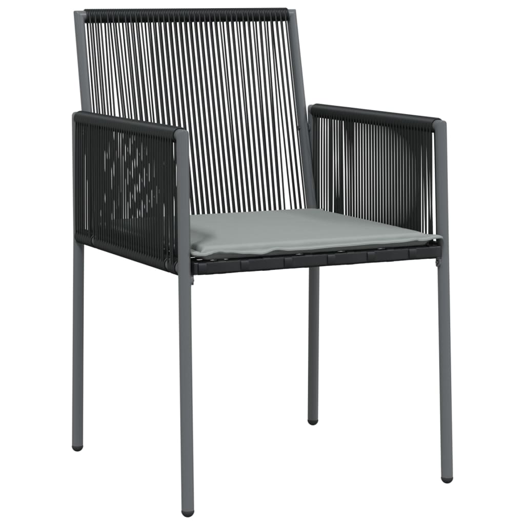 vidaXL 3-tlg. Garten-Essgruppe mit Kissen Schwarz Poly Rattan & Stahl
