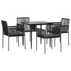 vidaXL 5-tlg. Garten-Essgruppe mit Kissen Schwarz Poly Rattan & Stahl