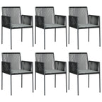 vidaXL 7-tlg. Garten-Essgruppe mit Kissen Schwarz Poly Rattan & Stahl