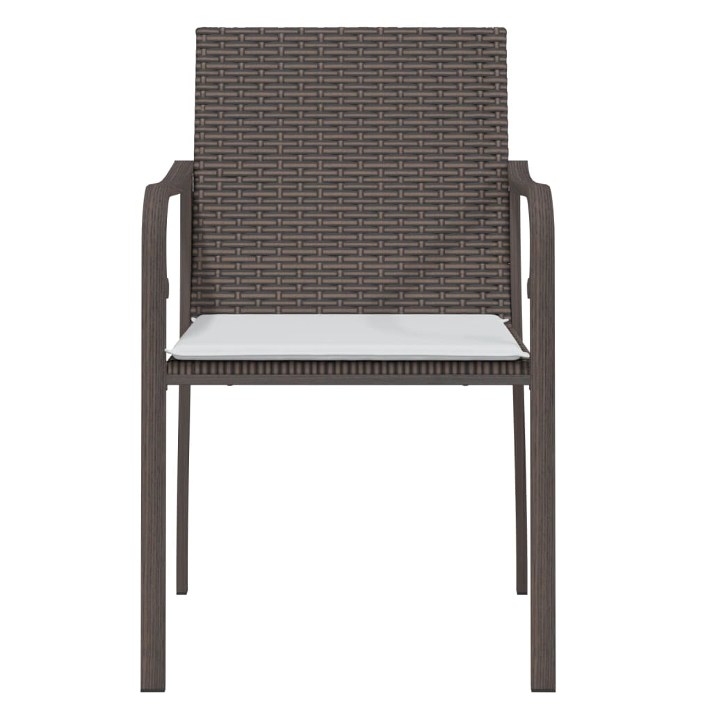 vidaXL Gartenstühle mit Kissen 6 Stk. Braun 56x59x84 cm Poly Rattan