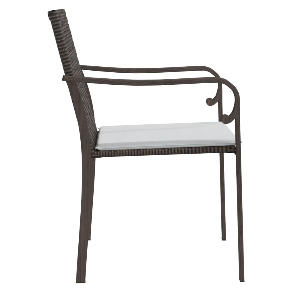 vidaXL Gartenstühle mit Kissen 6 Stk. Braun 56x59x84 cm Poly Rattan