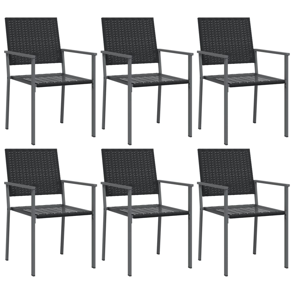 vidaXL Gartenstühle 6 Stk. Schwarz 54x62,5x89 cm Poly Rattan