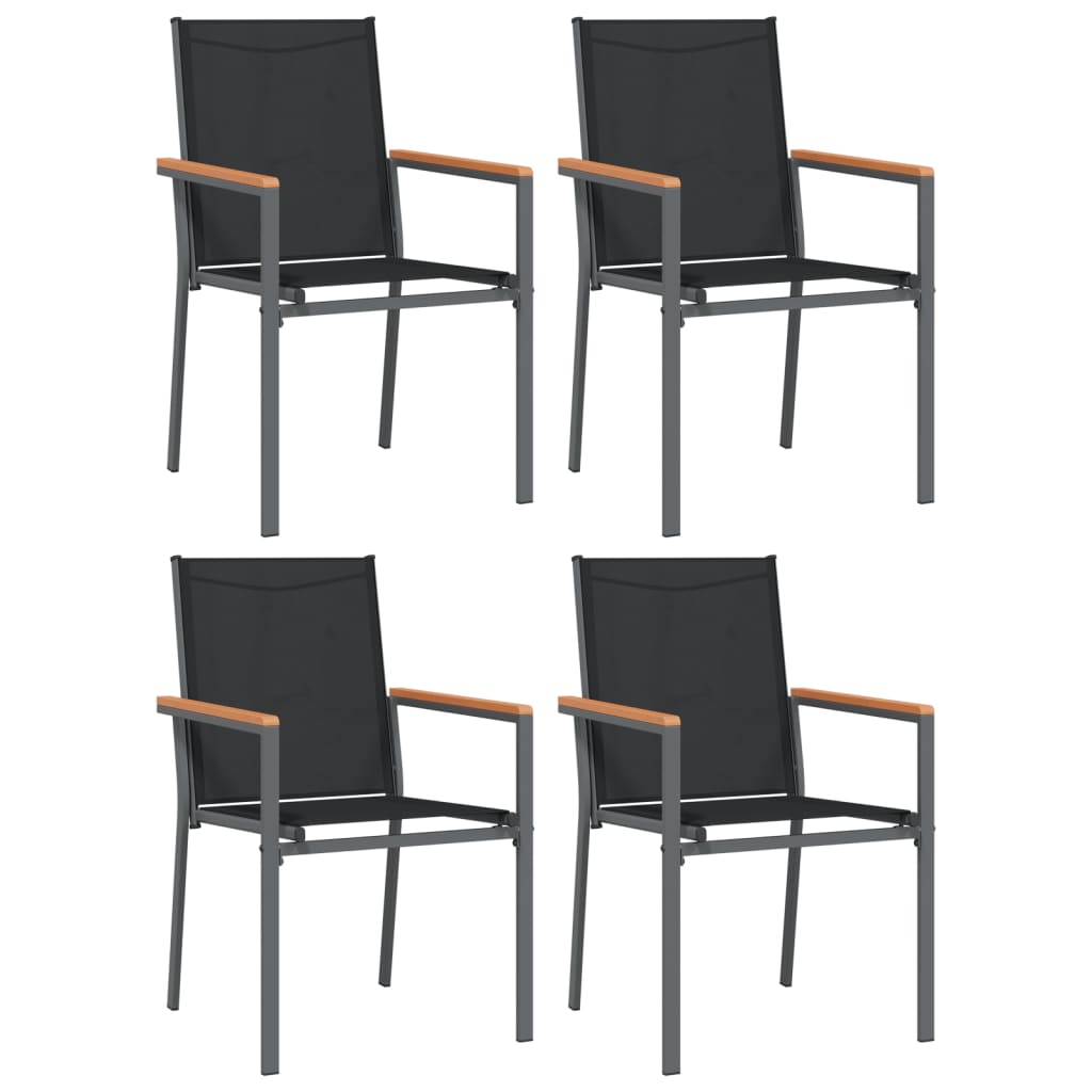 vidaXL Gartenstühle 4 Stk. Schwarz 55x61,5x90 cm Textilene und Stahl