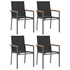 vidaXL Gartenstühle 4 Stk. Schwarz 55x61,5x90 cm Textilene und Stahl