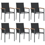 vidaXL Gartenstühle 6 Stk. Schwarz 55x61,5x90 cm Textilene und Stahl