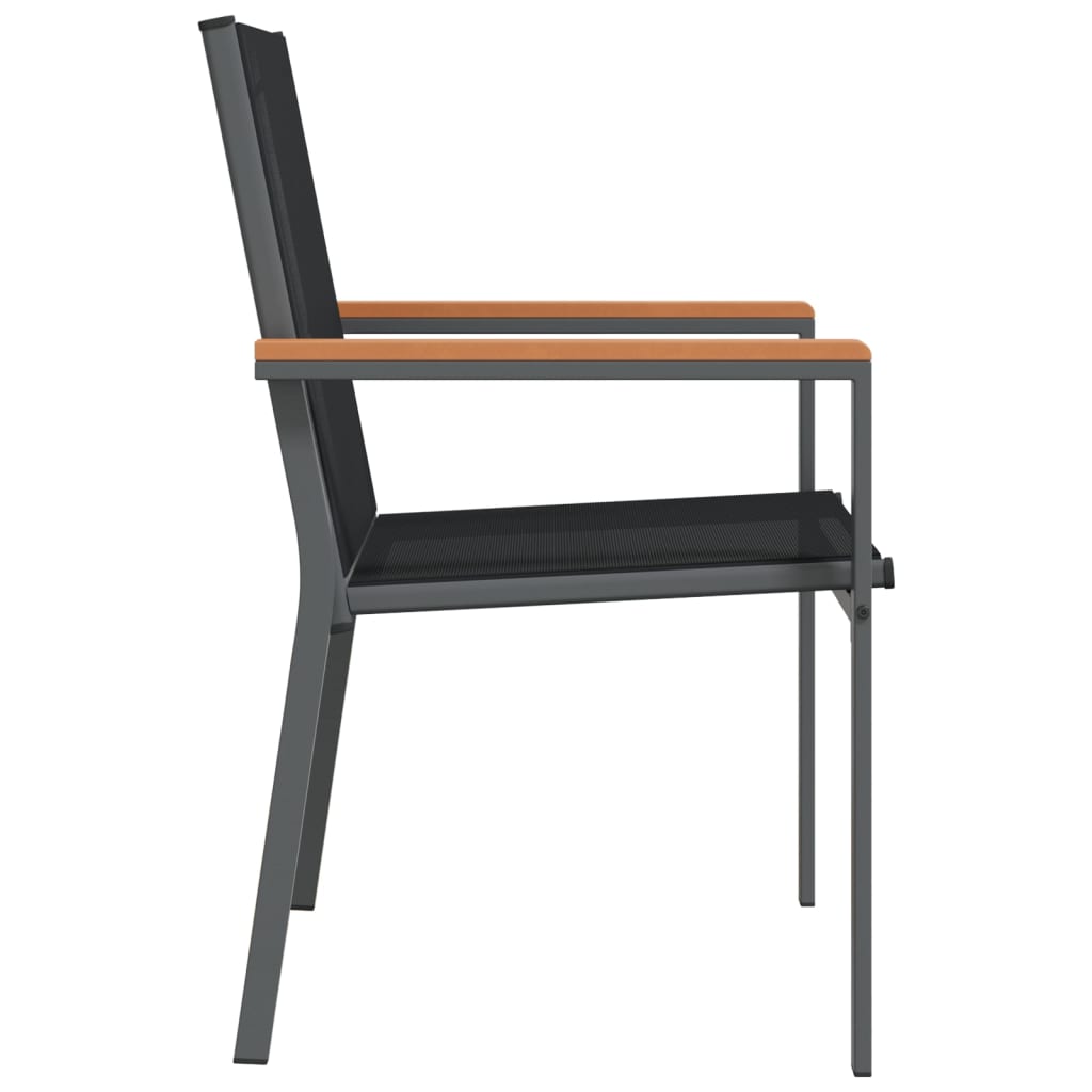 vidaXL Gartenstühle 6 Stk. Schwarz 55x61,5x90 cm Textilene und Stahl
