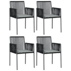 vidaXL Gartenstühle mit Kissen 4 Stk. Schwarz 54x60,5x83,5 cm