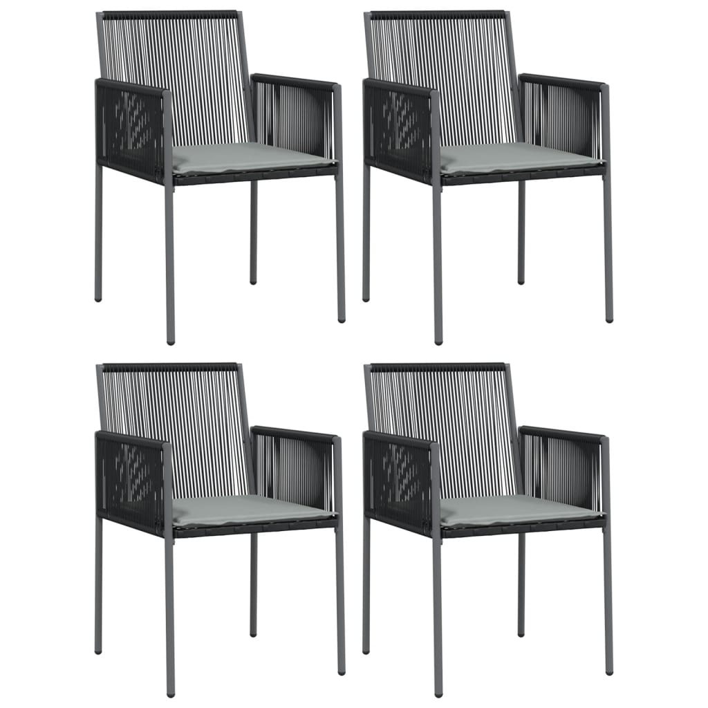 vidaXL Gartenstühle mit Kissen 4 Stk. Schwarz 54x60,5x83,5 cm