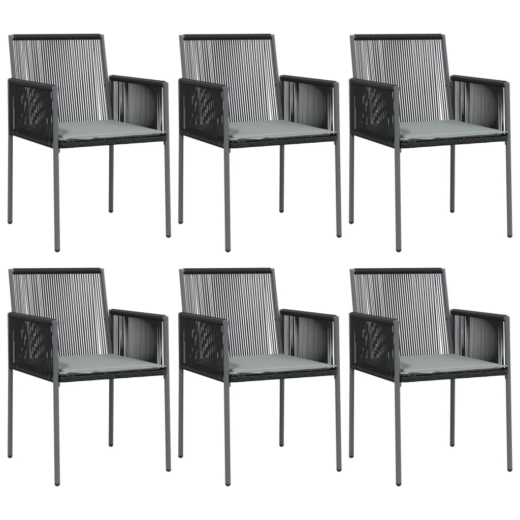 vidaXL Gartenstühle mit Kissen 6 Stk. Schwarz 54x60,5x83,5 cm