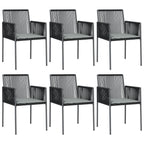 vidaXL Gartenstühle mit Kissen 6 Stk. Schwarz 54x60,5x83,5 cm