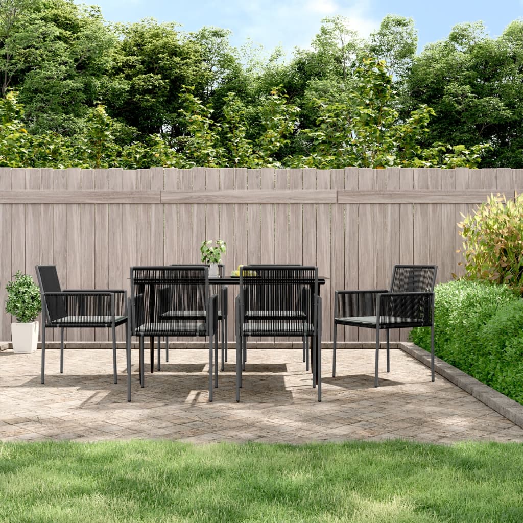 vidaXL Gartenstühle mit Kissen 6 Stk. Schwarz 54x60,5x83,5 cm