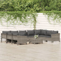 vidaXL 10-tlg. Garten-Lounge-Set mit Kissen Anthrazit Poly Rattan