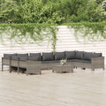 vidaXL 11-tlg. Garten-Lounge-Set mit Kissen Anthrazit Poly Rattan