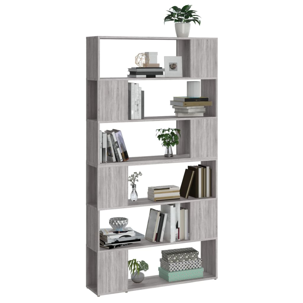 vidaXL Bücherregal/Raumteiler Grau Sonoma 100x24x188 cm